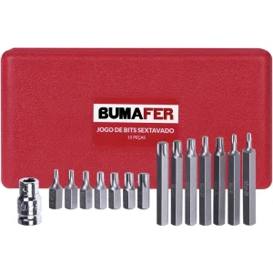 Jogo de Bits Sextavado em Cromo Vanádio 15 Peç 1/2 Bumafer