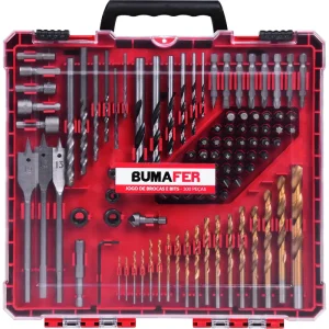 Jogo de Brocas e Bits em Cromo Vanádio com 300 Peç Bumafer