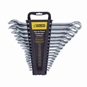 Jogo de Chave Combinada Cromado 6 mm a 32mm 16 Peç Collins