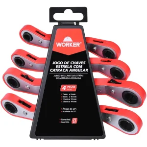 Jogo de Chave Estrela Reversível 4 Peç Worker