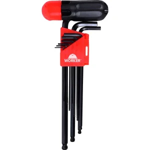Jogo de Chave Hexagonal Abaulada 1.5 a 10mm 10 Peç Worker