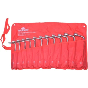 Jogo de Chaves Biela Sextavado em Aço 8-19mm 12 Peç Worker