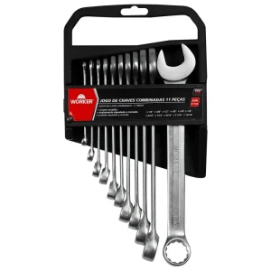 Jogo de Chaves Combinada 1/4 a 13/16 11 Peç Worker