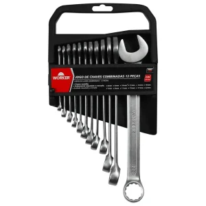 Jogo de Chaves Combinadas 6 a 22mm com 12 Peç Worker