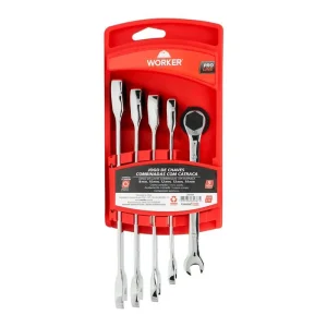 Jogo de Chaves Combinadas com Catraca 8-14mm 5 Peç Worker