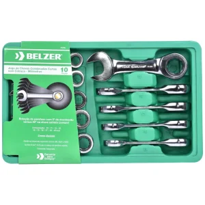 Jogo de Chaves Curtas C/Catraca 10 a 19mm 10 Pçs Belzer/Sata