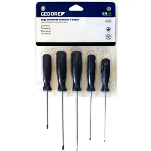 Jogo de Chaves de Fenda Simples e Cruzada com 5 Peç Gedore