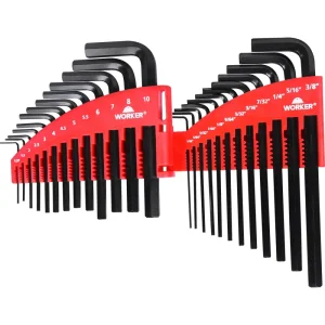 Jogo de Chaves Hexagonal em Cromo Vanádio 25 peç Worker