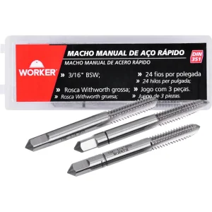 Jogo de Macho Manual Din351 BSW 3/16 3 Peç Worker