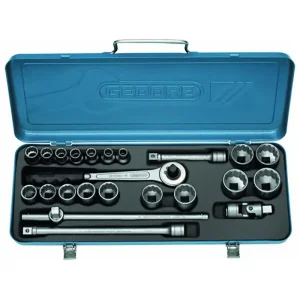 Jogo de Soquete e Acessorios com 23 Peç Azul 1/2 Gedore