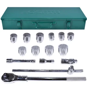 Jogo de Soquetes Estriados 30- 60mm 3/4 com 15 Peç Sata