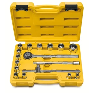 Jogo de Soquetes Estriados em Cr-V 1/2 8-30mm 17 Peç Tramontina