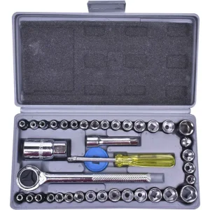 Jogo de Soquetes Sextavados com Catraca 40 Peç Bumafer