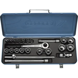 JOGO SOQUETE ESTRIADO ENCAIXE 1/2 12MM A 32MM GEDORE