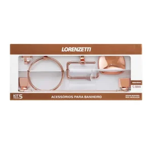 Kit Banheiro Attic Quadra Rose Gold com 5 Peç Lorenzetti