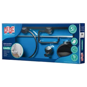 Kit Banheiro Lavello 5 Pecas Preto/Crom