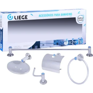 Kit de Acessórios para Banheiro Luxo Alumínio 5 Peç Liege