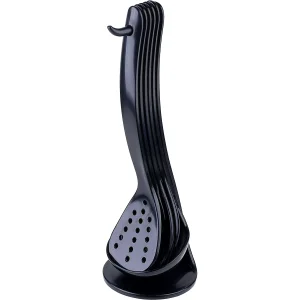 Kit de Cozinha 06 Peç com Suporte Preto Kala